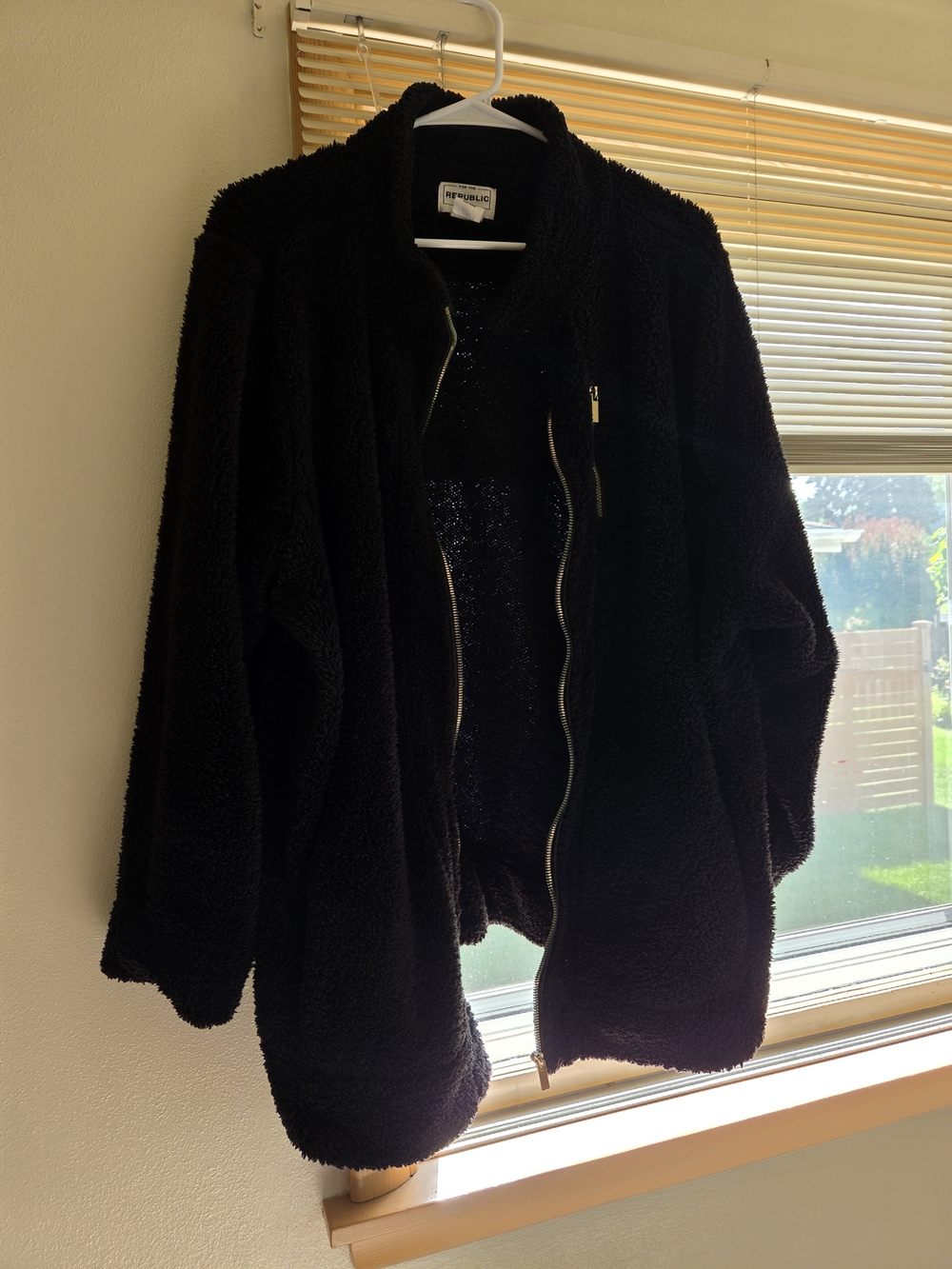 For The Republic Black Teddy Sherpa Zip Jacket